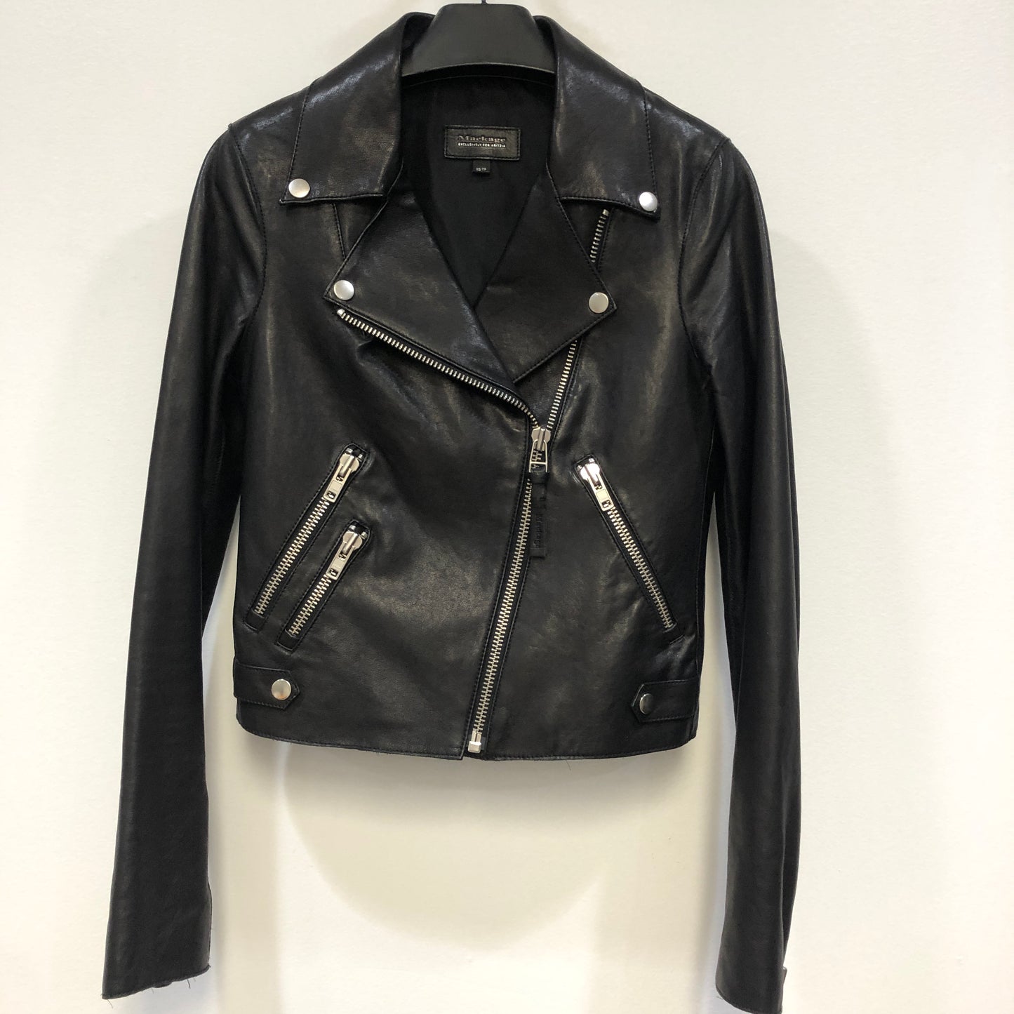 Mackage Black Leather Biker Jacket Size XS