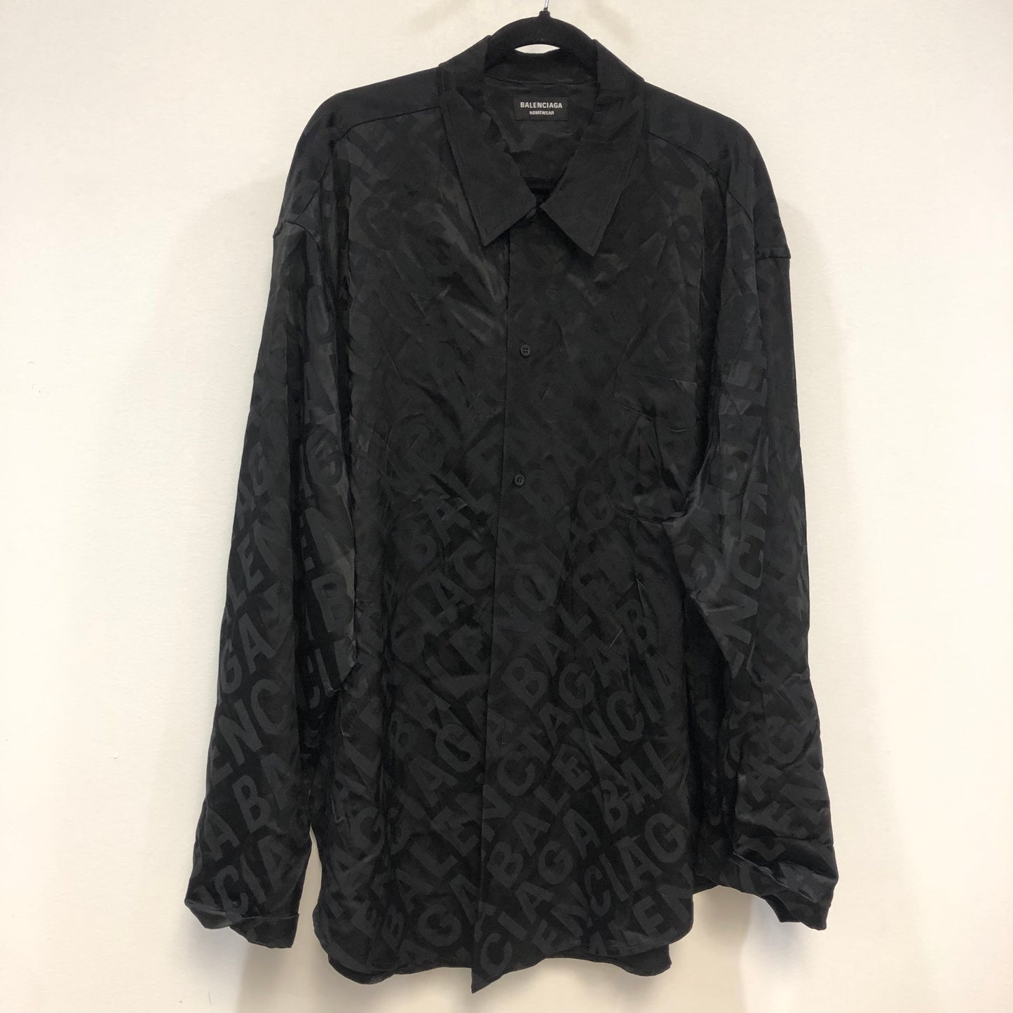 Balenciaga Logo Pattern Shirt Size 40 Black