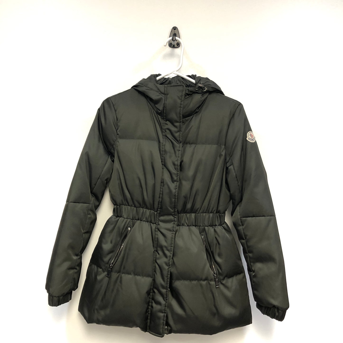 Moncler Dark Green Drawstring Waist Hooded Down Jacket Szie 00