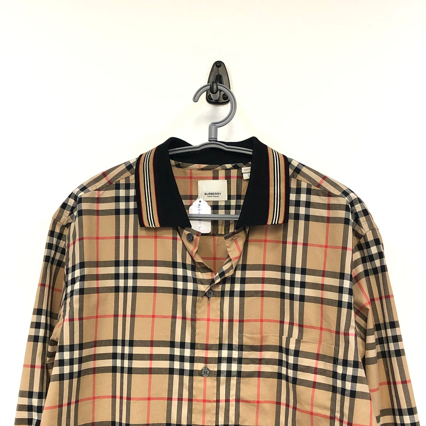 Burberry Classic Beige Vintage Check Cotton Long Sleeve Button-Down Shirt Size L