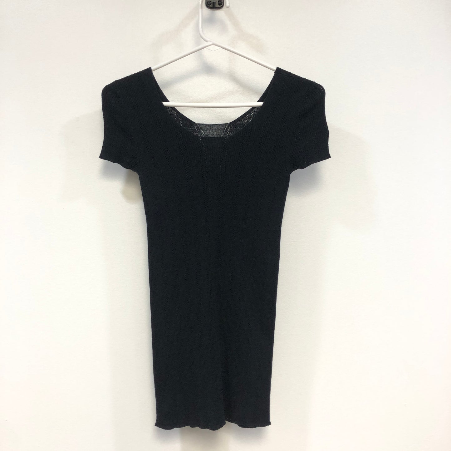 Chanel Black Ribbed Knit Short Sleeve Top Size 34