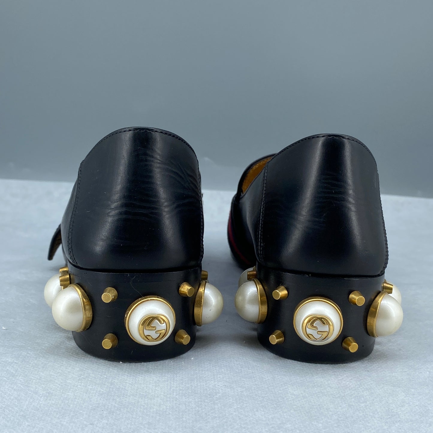 Gucci Women's Pearl Heel Loafers Size 35.5 Black