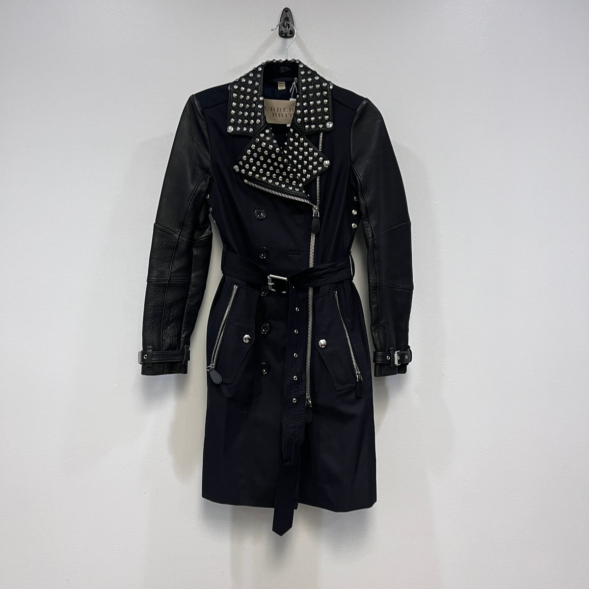 Burberry Brit  Black Studded Trench Coat US size 4