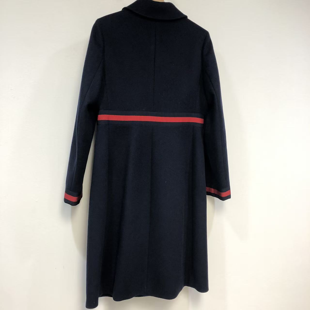 Gucci Sylvie Web Bow Detail Coat Navy Size 42