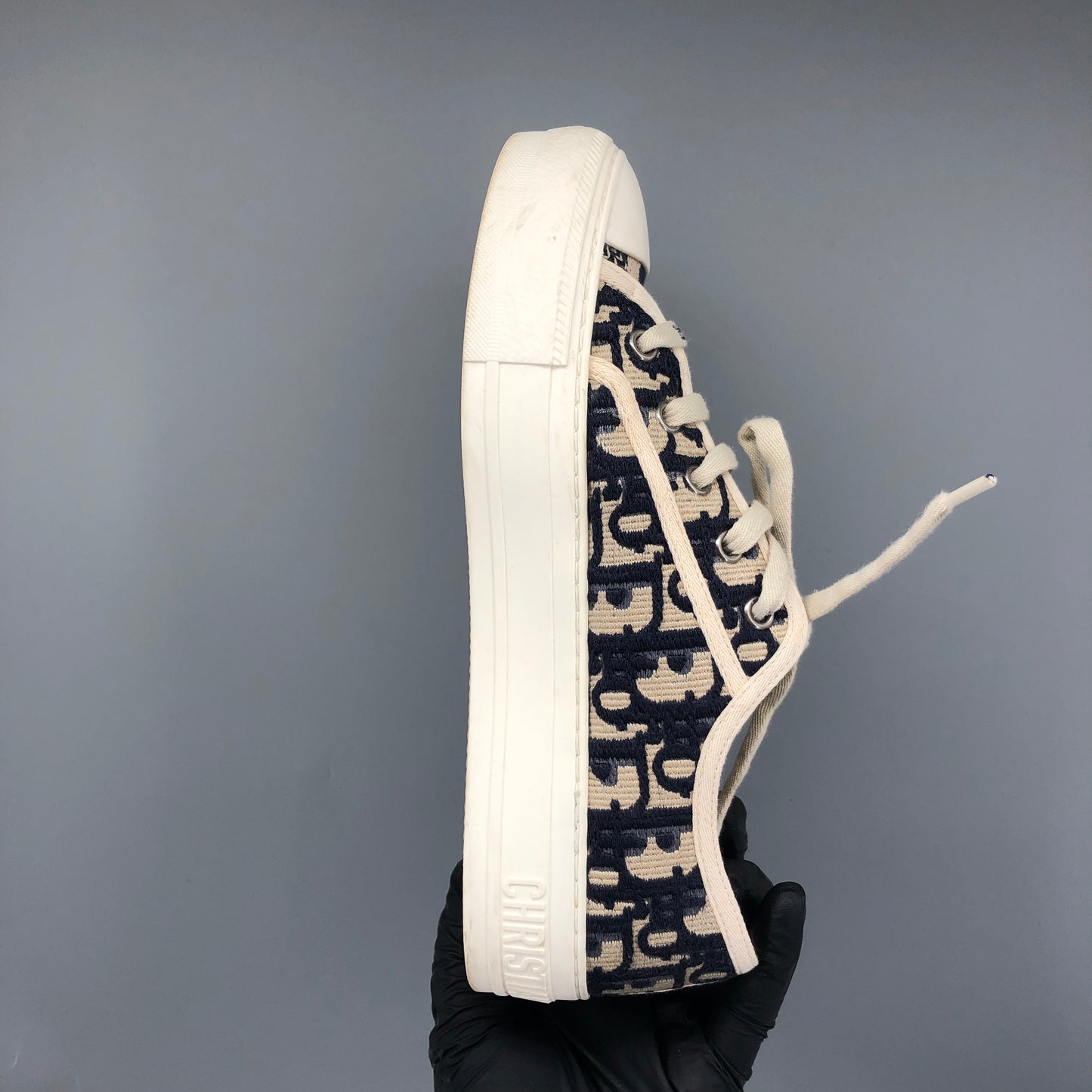 Christian Dior Women's Walk'n'Dior Oblique Canvas Sneakers Size 35 Navy/Beige