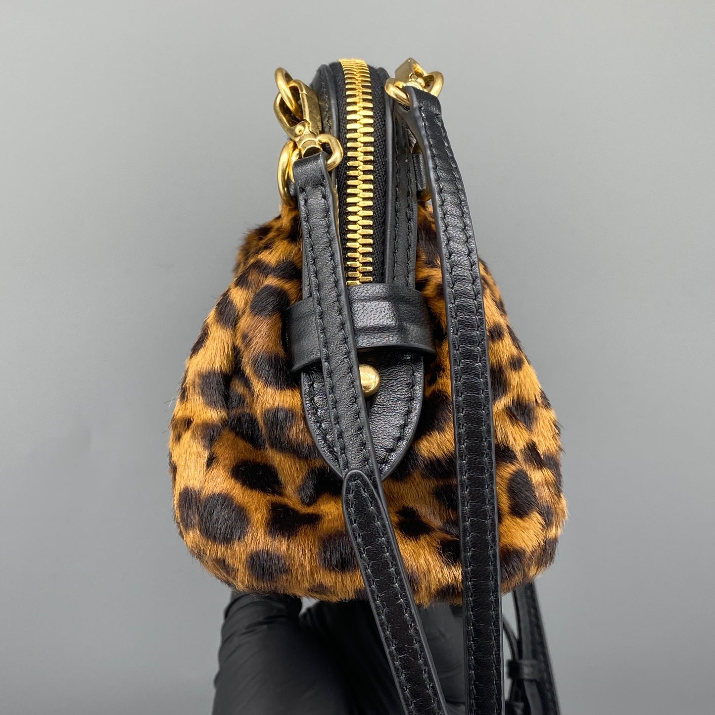 Miu Miu Leopard Print Haircalf Shoulder Bag