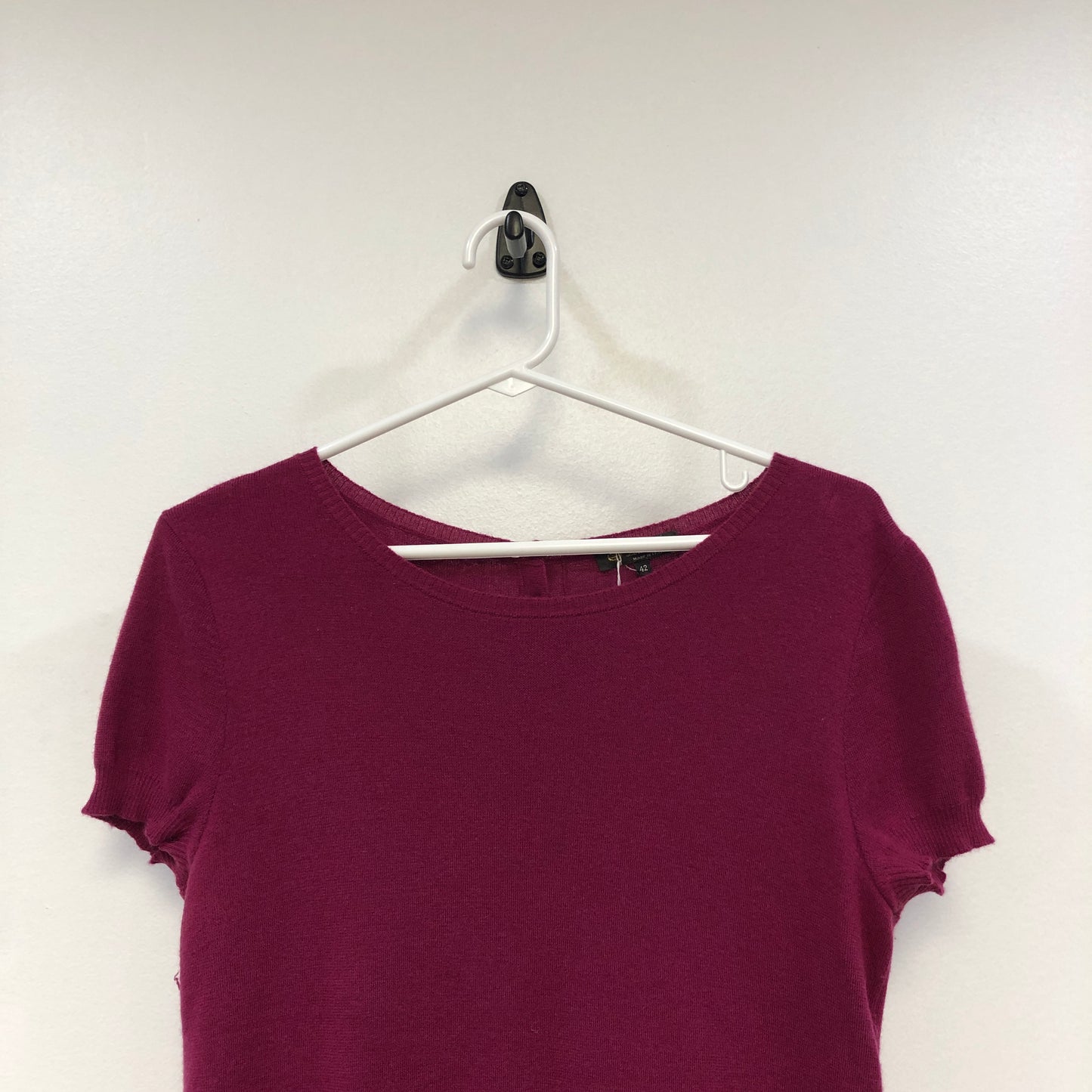 Loro Piana Deep Fuchsia Short Sleeve Knit Top Size 42