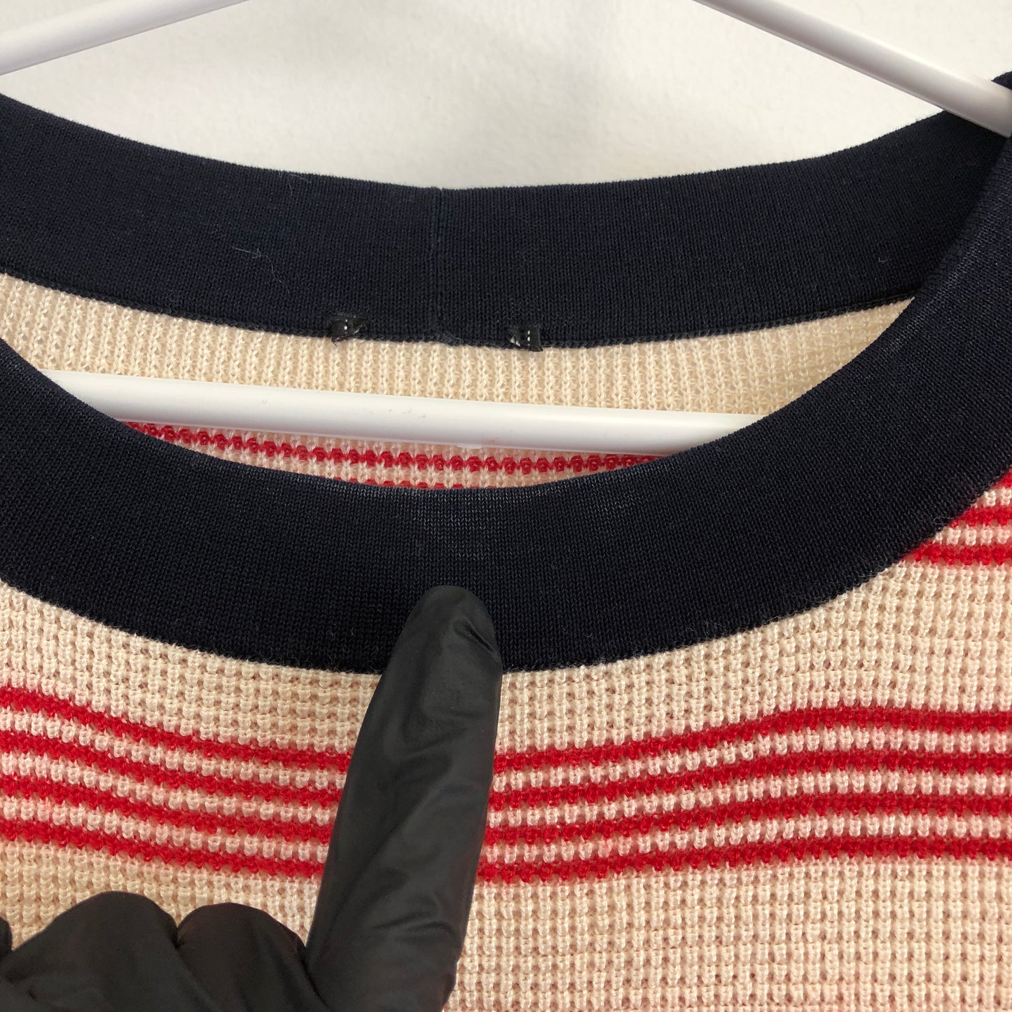 Chanel Red/Cream/Black Striped Knit Fit-and-Flare Dress