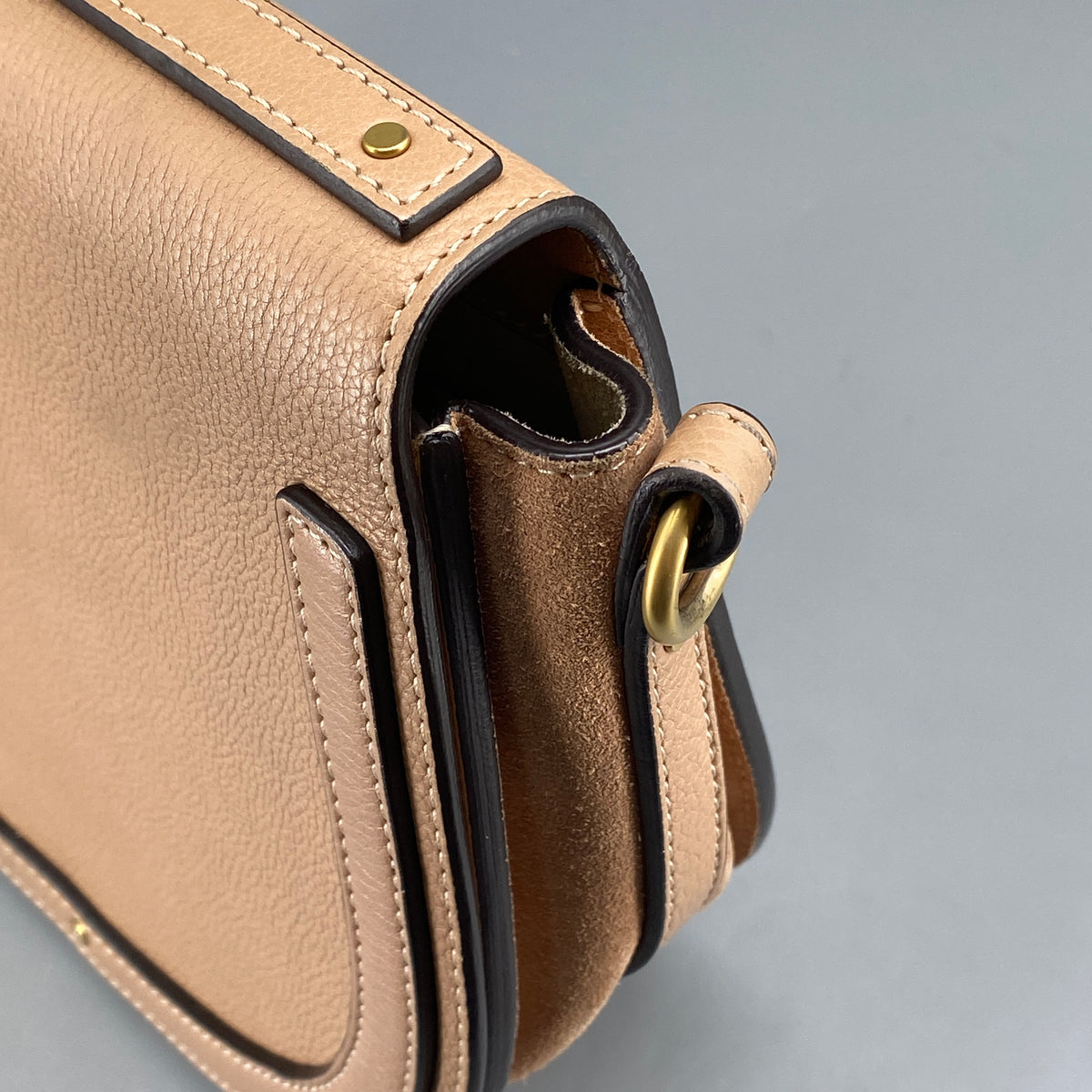 Chloe Nile Ring Crossbody Bag Nude Leather