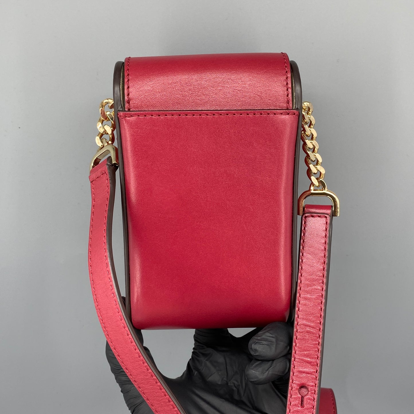 Michael Kors Red Leather Mini Vertical Crossbody Bag