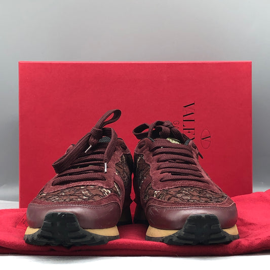 Valentino Women's Wine Red & Pink Rockrunner Sneakers shoes 37