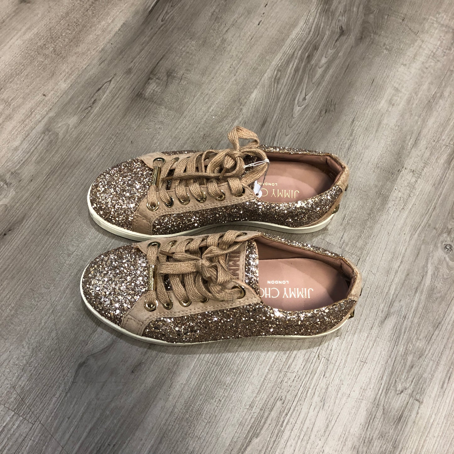 Jimmy Choo Ballerina Pink Glitter & Suede Star Sneakers 35