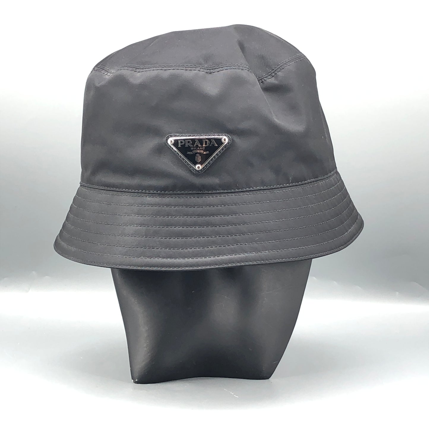 Prada Black Re-Nylon Triangle Logo Bucket Size XL