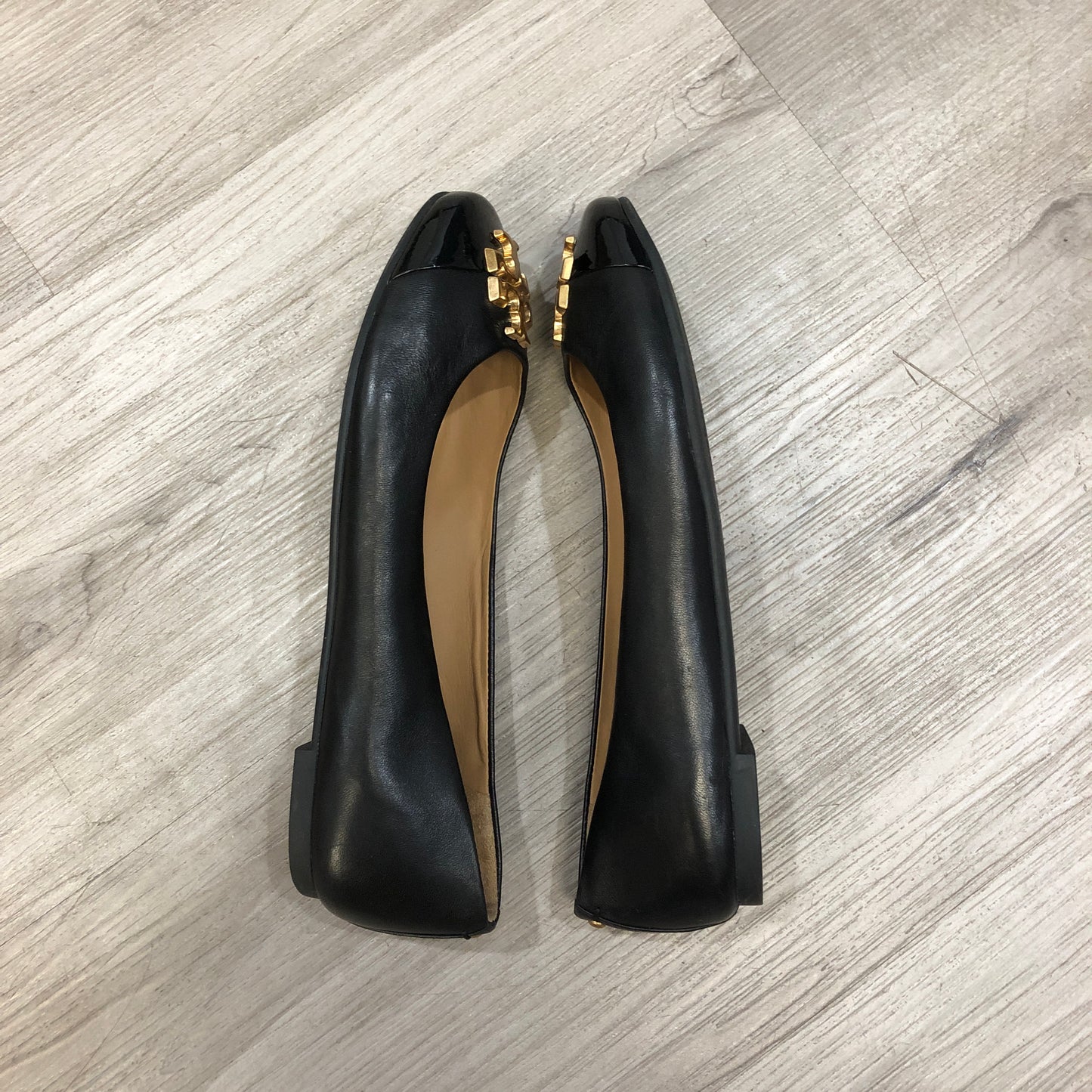 Tory Burch Leather Round Toe Ballet Flats Size 5.5 Black