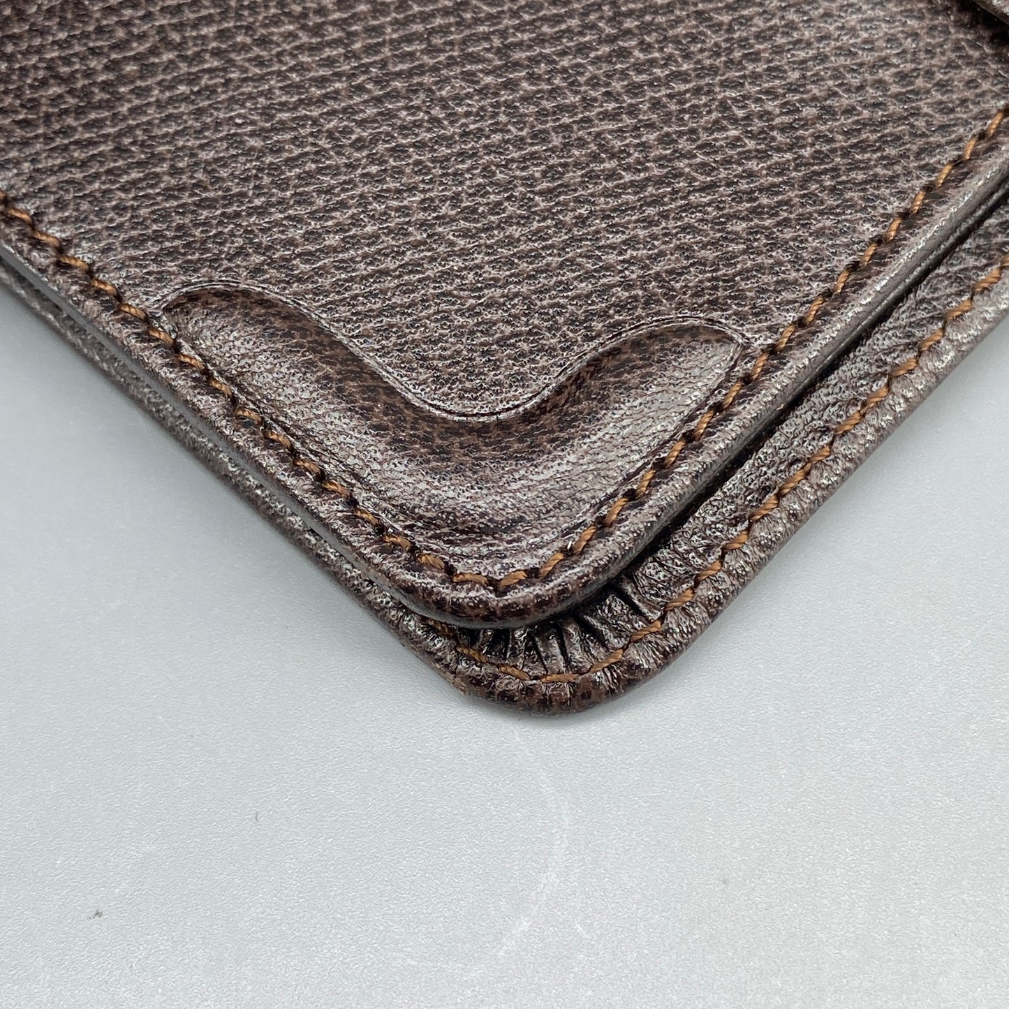 Lanvin Deep Brown Grain Leather Strap Bi-fold Short Wallet