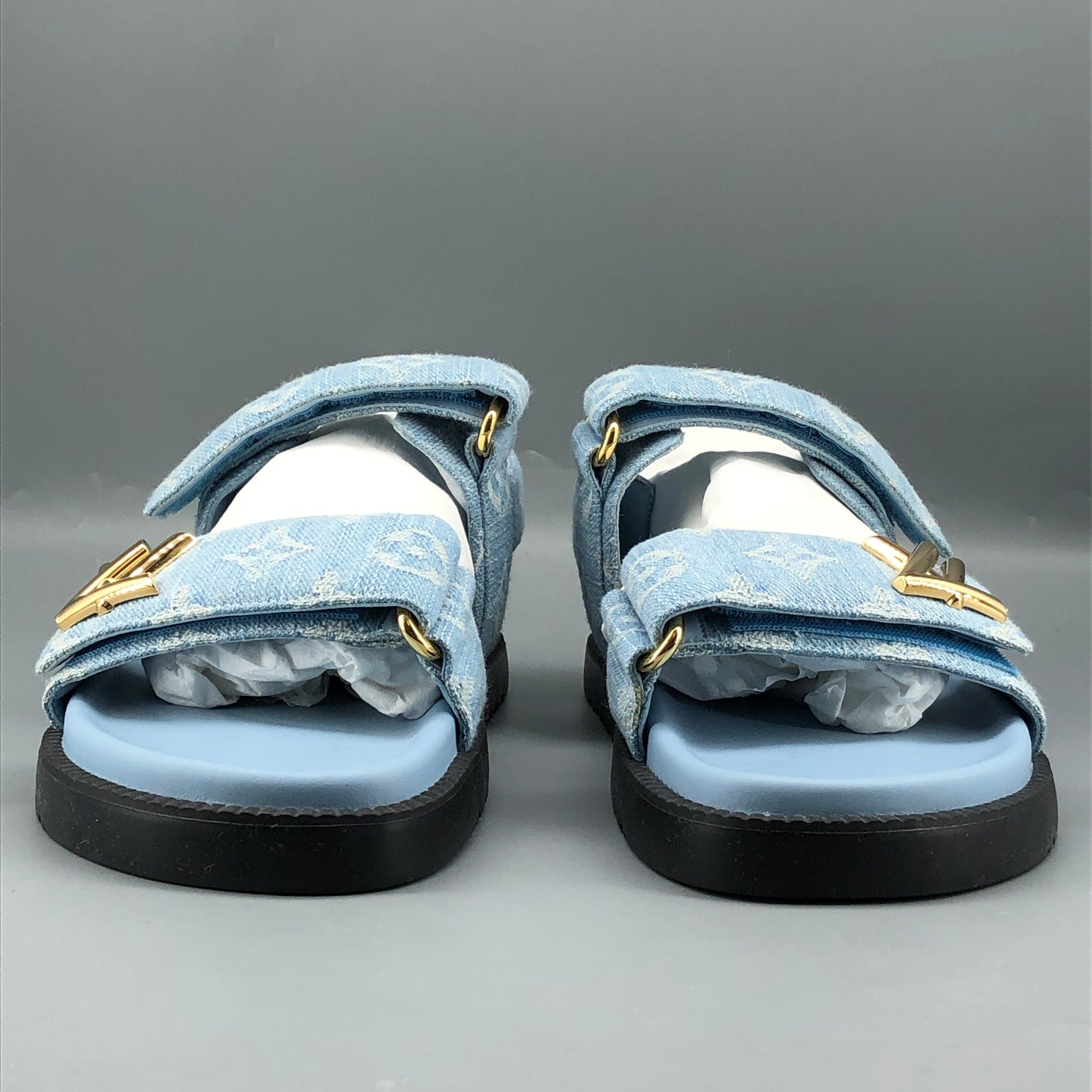 Louis Vuitton Unisex Monogram Sandals Size 38.5 Light Blue