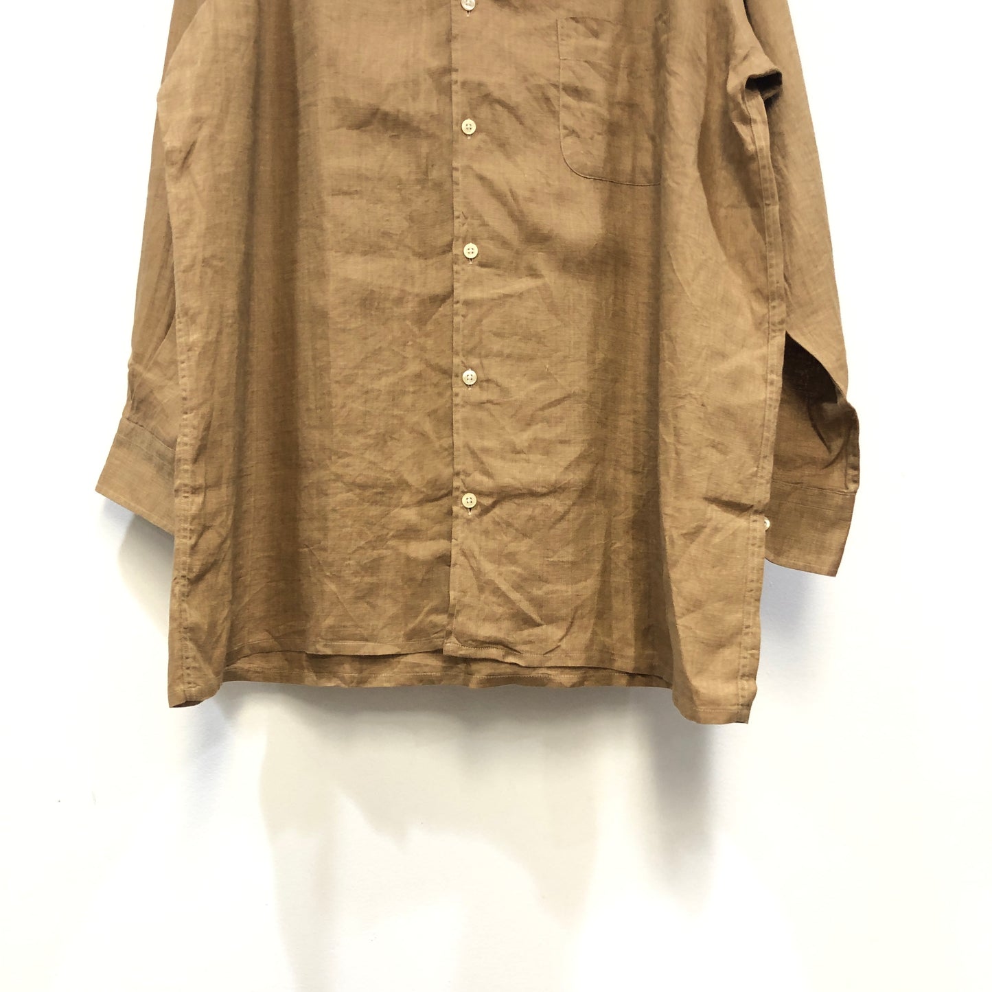 Lanvin Dark Goldenrod Linen Long Sleeve Shirt Size XL