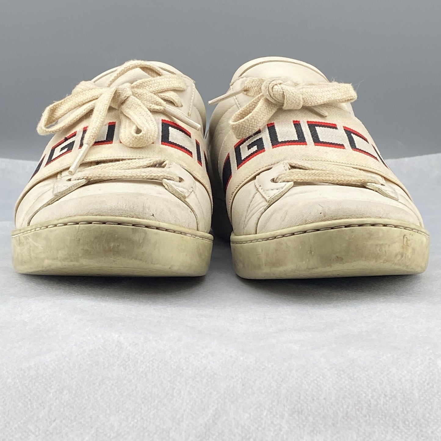 Gucci Women's White Red Stripe Leather Low Top Sneakers Size 37