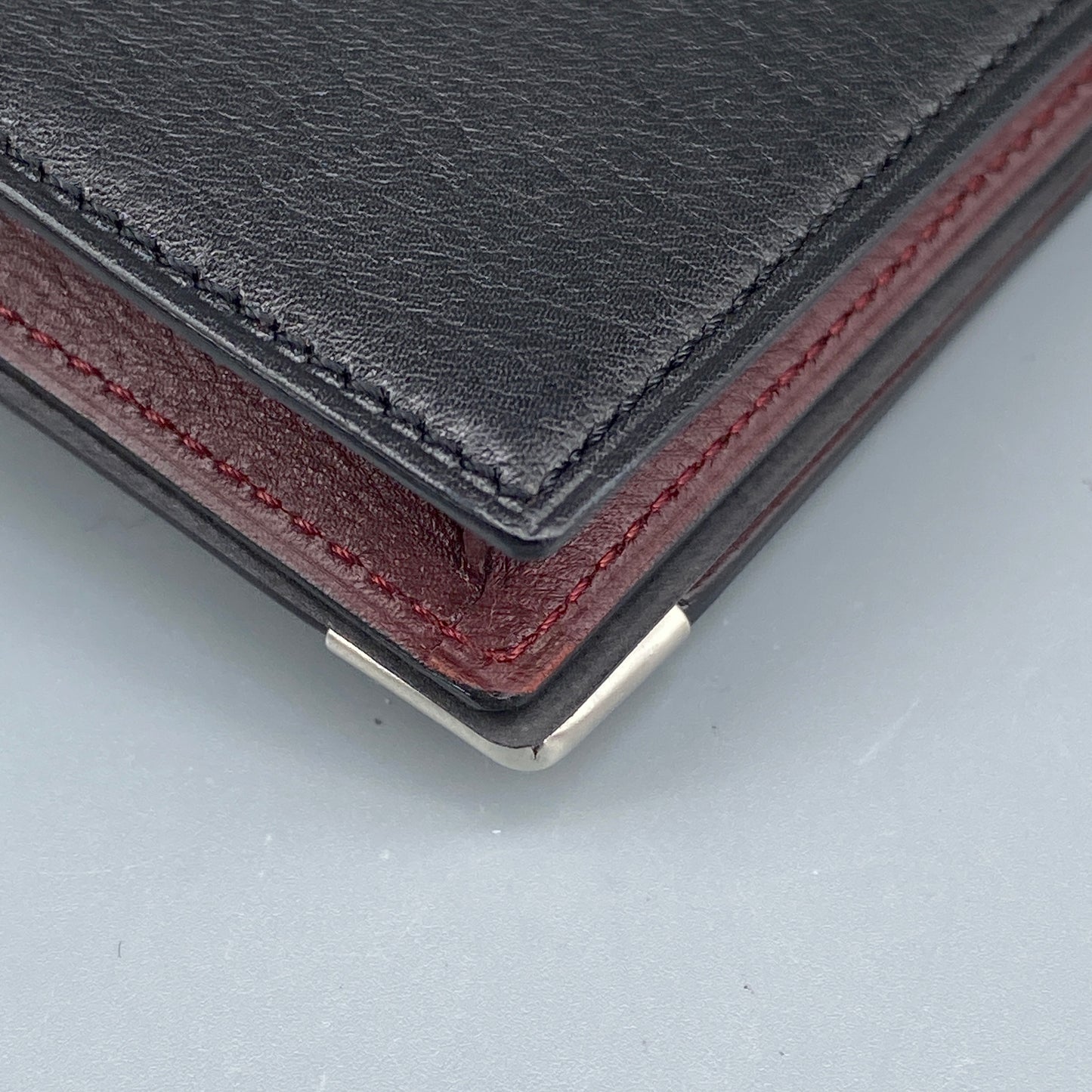 Cartier Black Smooth Leather Bi-fold Wallet with Metal Corner Guards