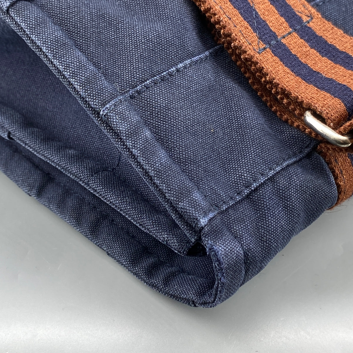 Hermes Fourre Besace Tote Bag Navy Canvas