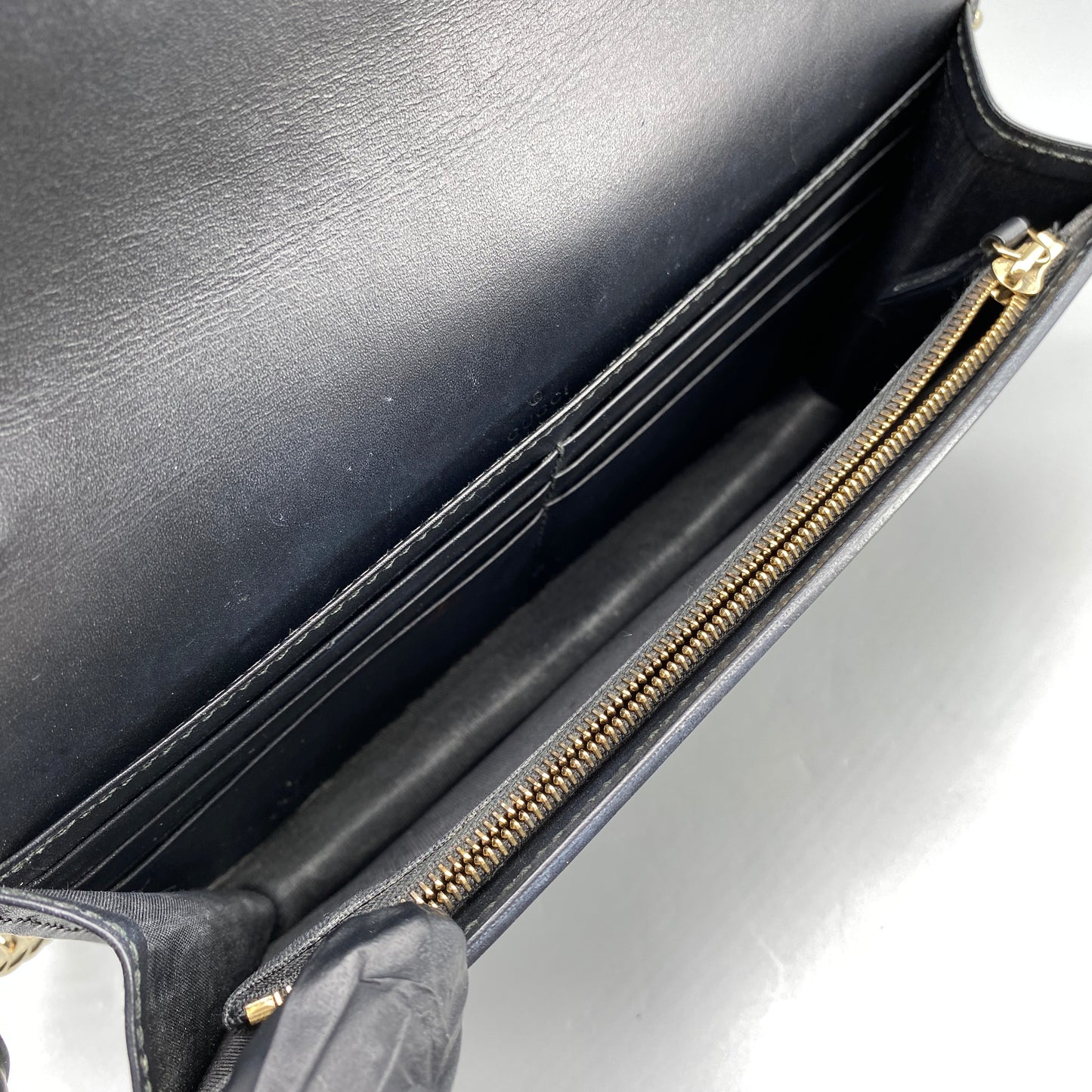 Gucci Black GG Embossed Chain Wallet Bag