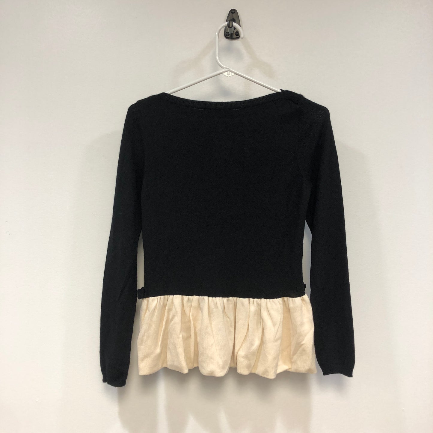 Valentino Black/White Contrast Peplum Long Sleeve Top Size M