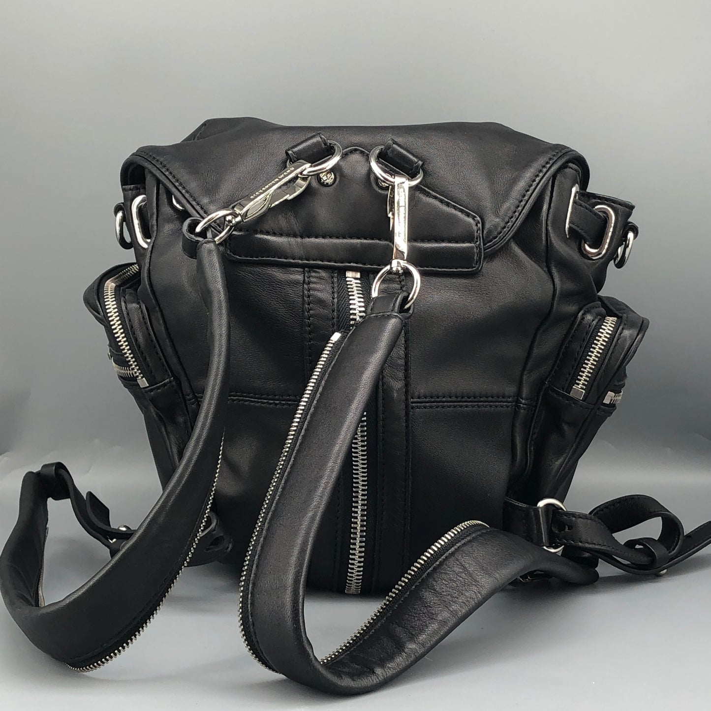 Alexander Wang Marti Backpack Washed Black Lambskin Rhodium Hardware