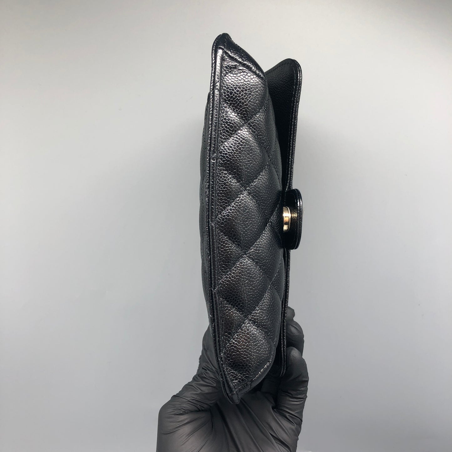 Chanel Foldable Tote Bag with Chain Quilted Caviar and Printed Nylon.