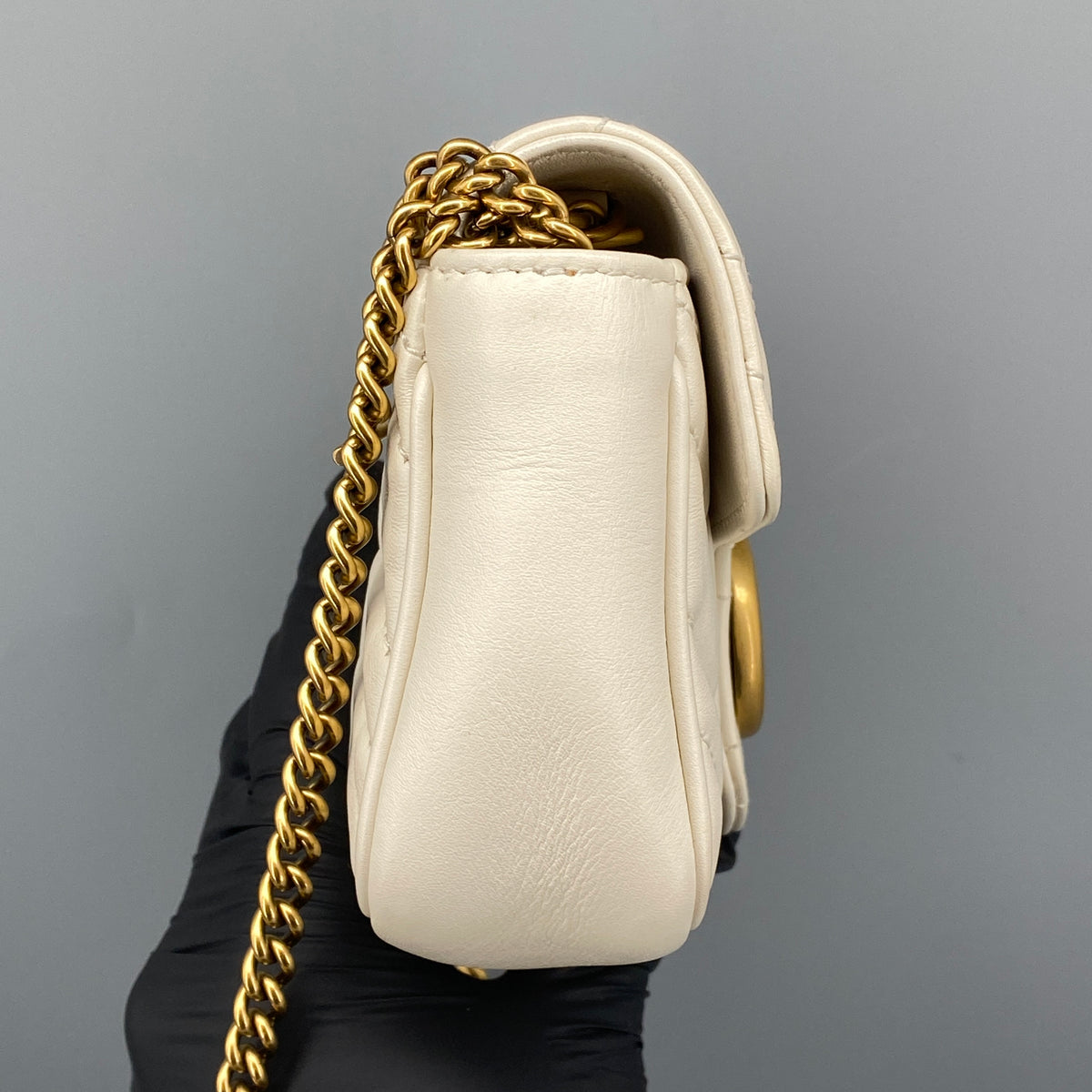 Gucci GG Marmont Super Mini Bag Cream Leather Crossbody Bag