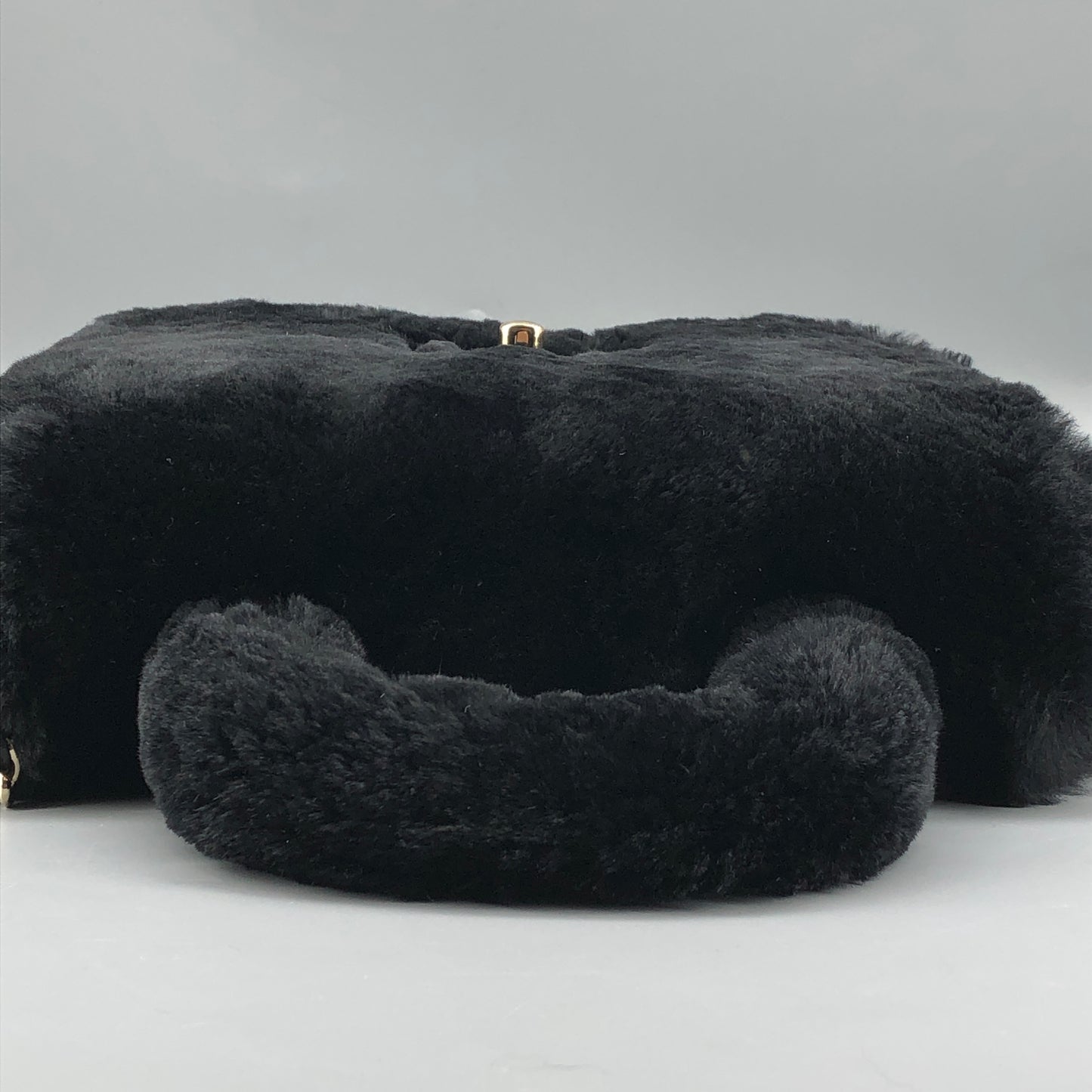 Chanel 17A Black Top Handle Flap Bag with Chain Strap
