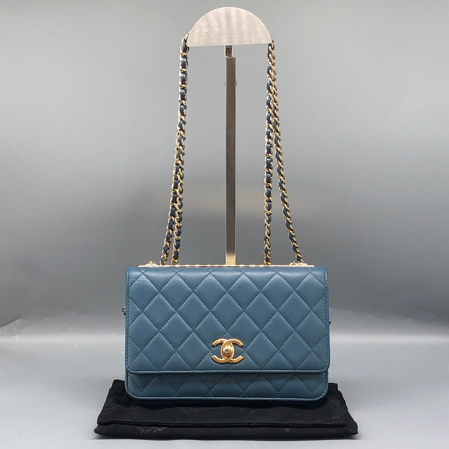 Chanel Muted Teal Blue Quilted Leather Flap Bag