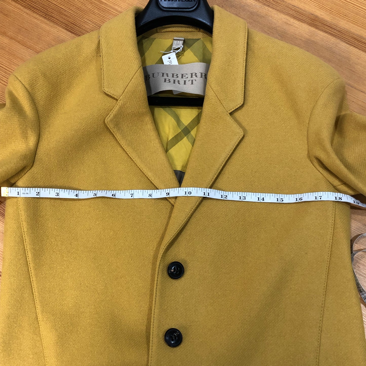 Burberry Yellow Single Breasted Wool Coat Size 6