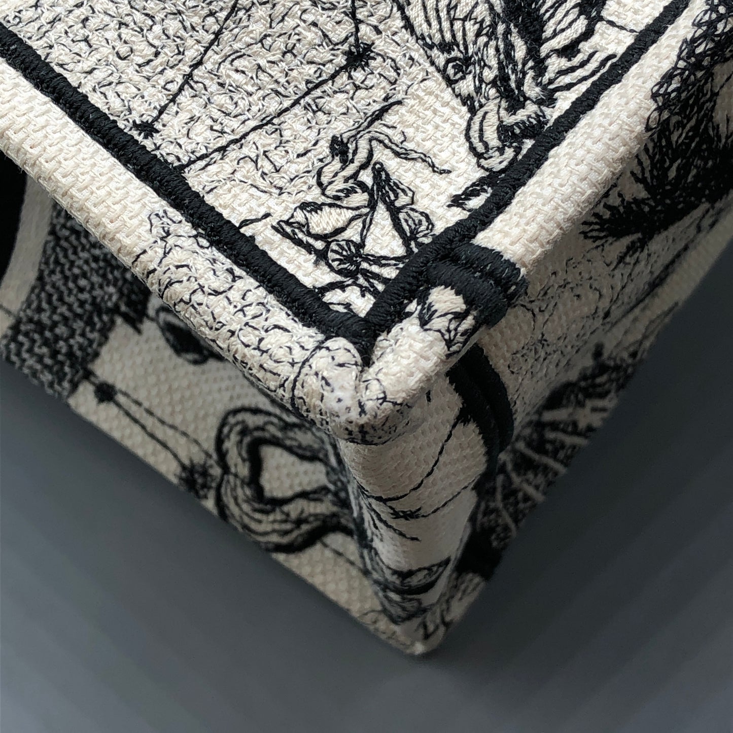Christian Dior Book Tote Around The World Print Tote Bag White/Black