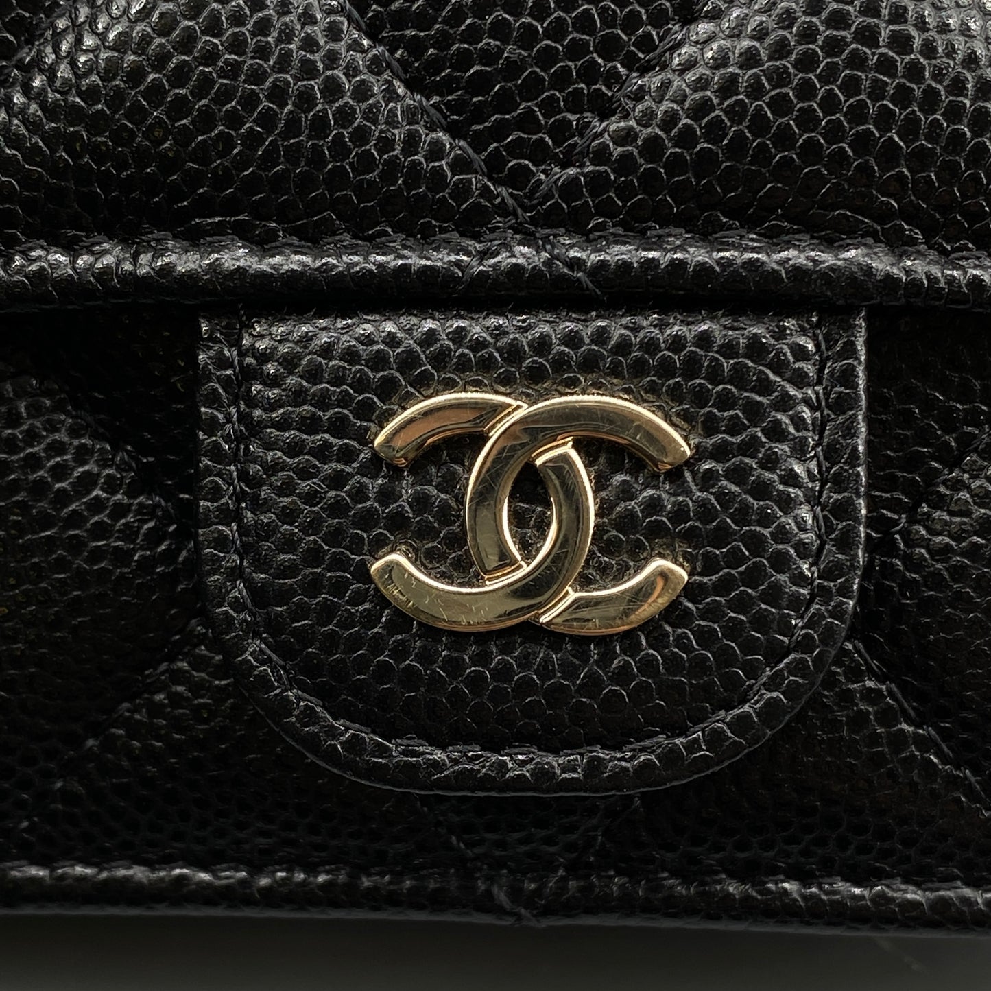 Chanel Quilted Caviar Mini Chain Wallet Bag Black