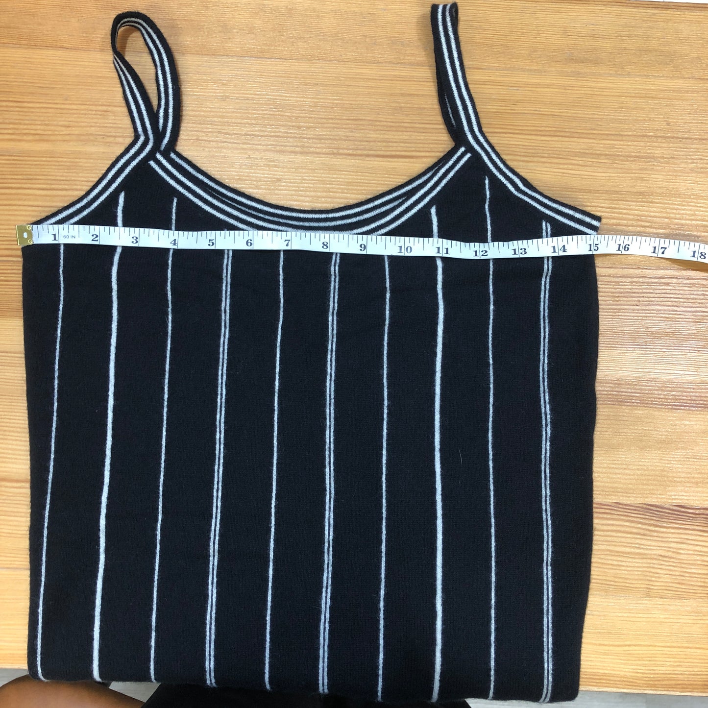 Chanel 15P Black and White stripe Cashmere 2pc Tank and Top