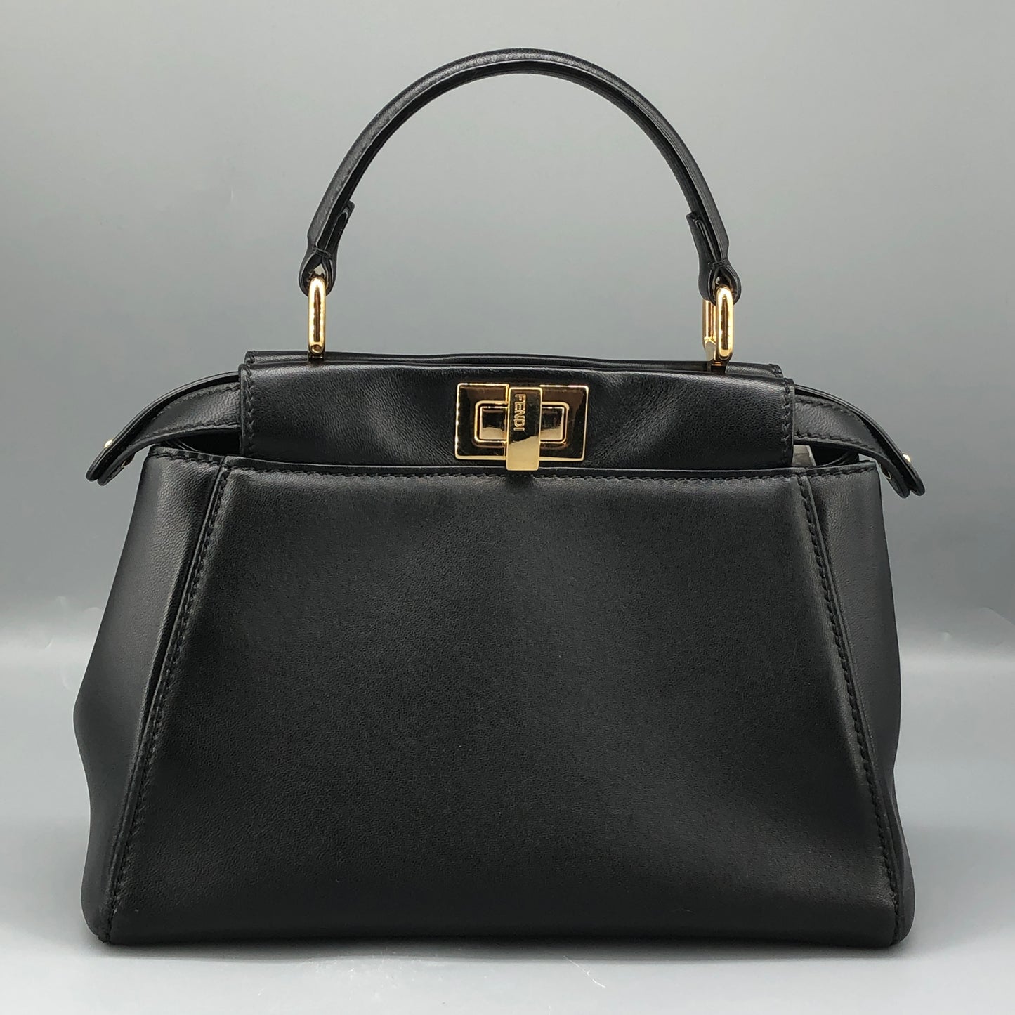 Fendi Peekaboo Mini Black Smooth Calf Leather Handbag