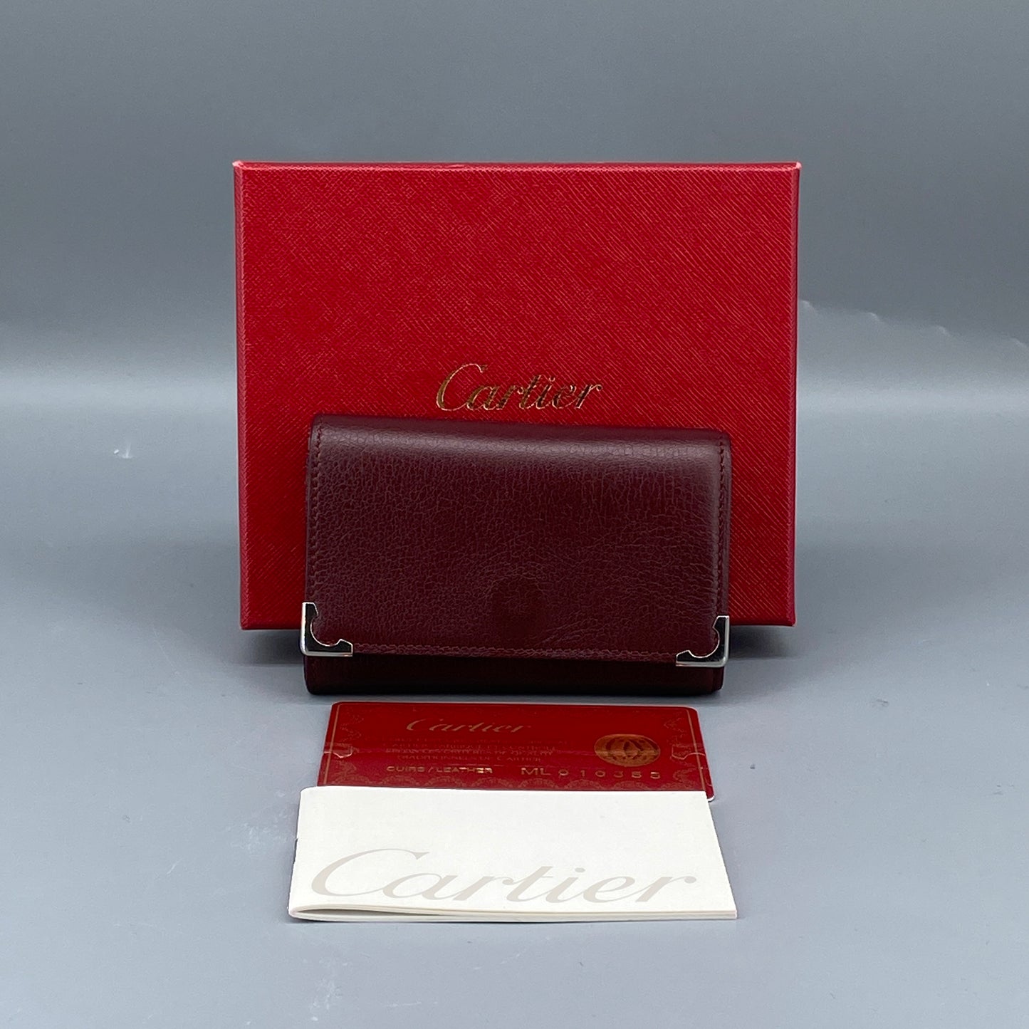 Cartier Dark Red Grain Leather Key Case