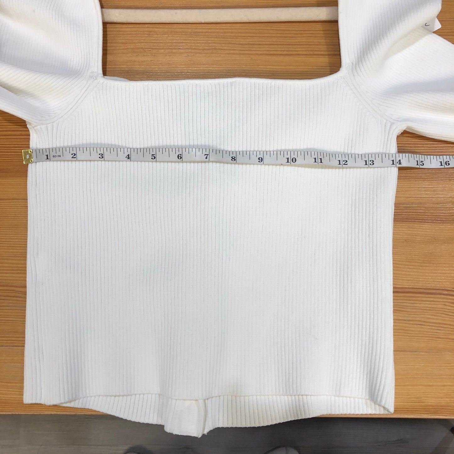 Self-Portrait Ribbed Knit Top Size L White
