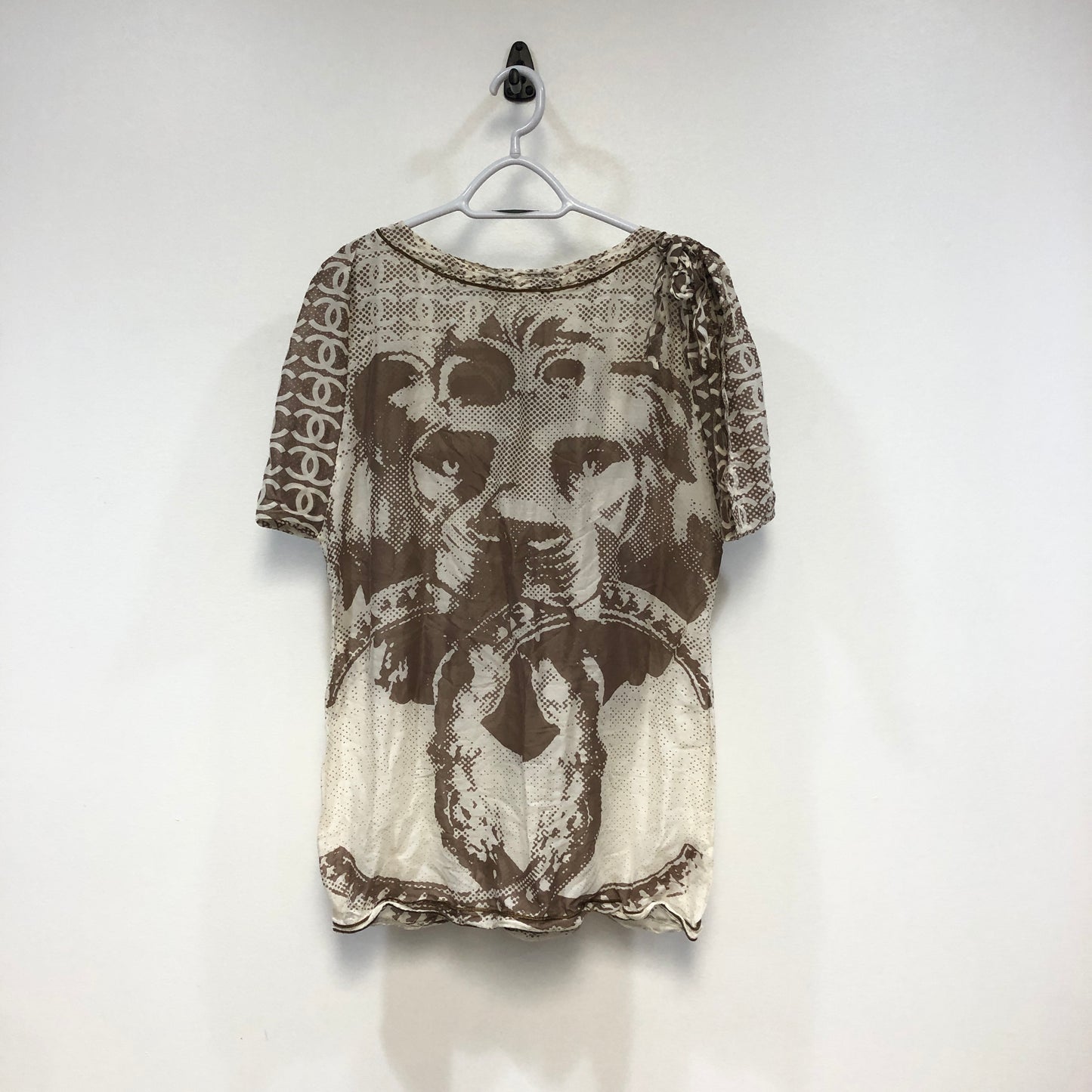 Chanel Cream/Brown Lion Print Top Size 42