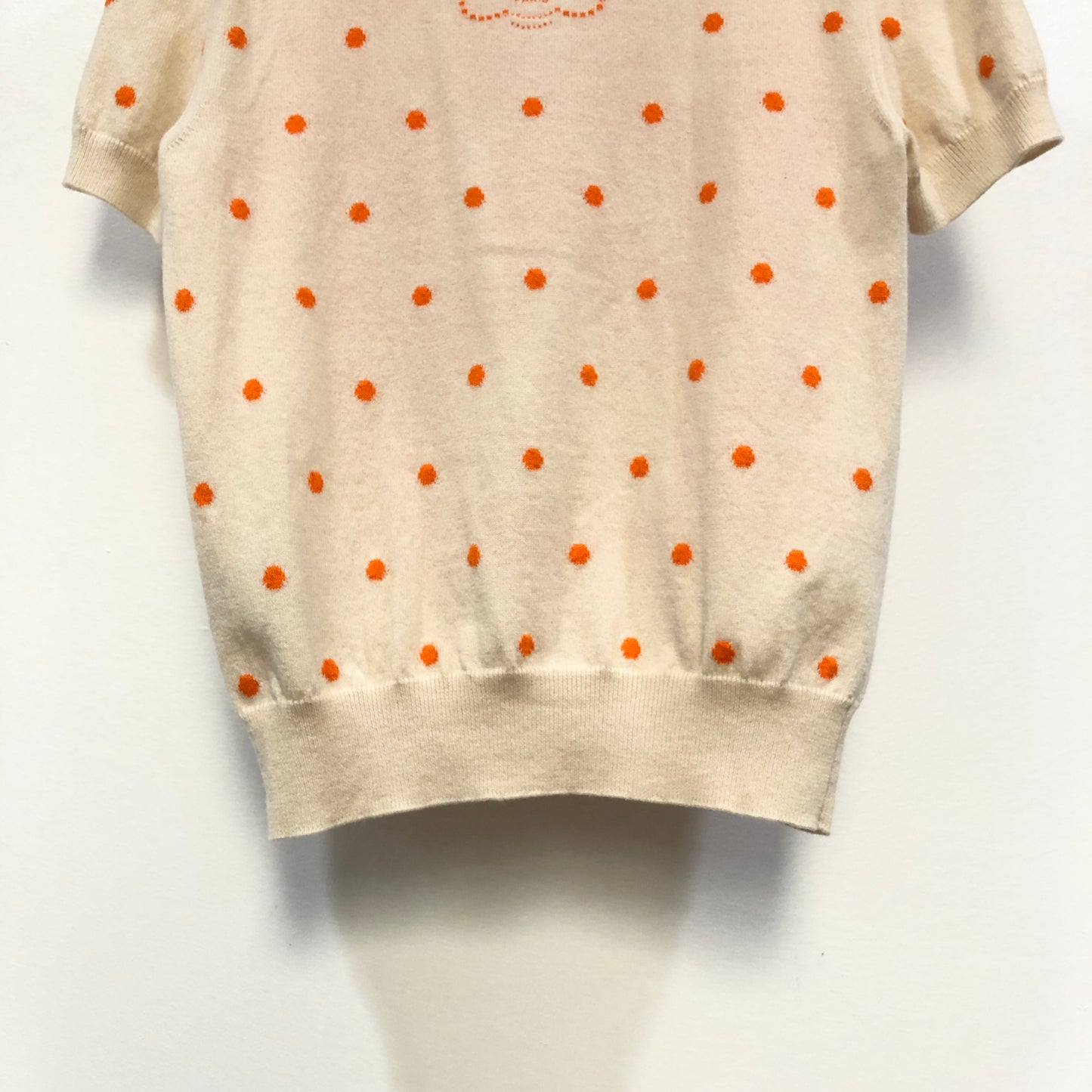Hermes Beige Brides de Gala Short Sleeve Knit Top Size 38