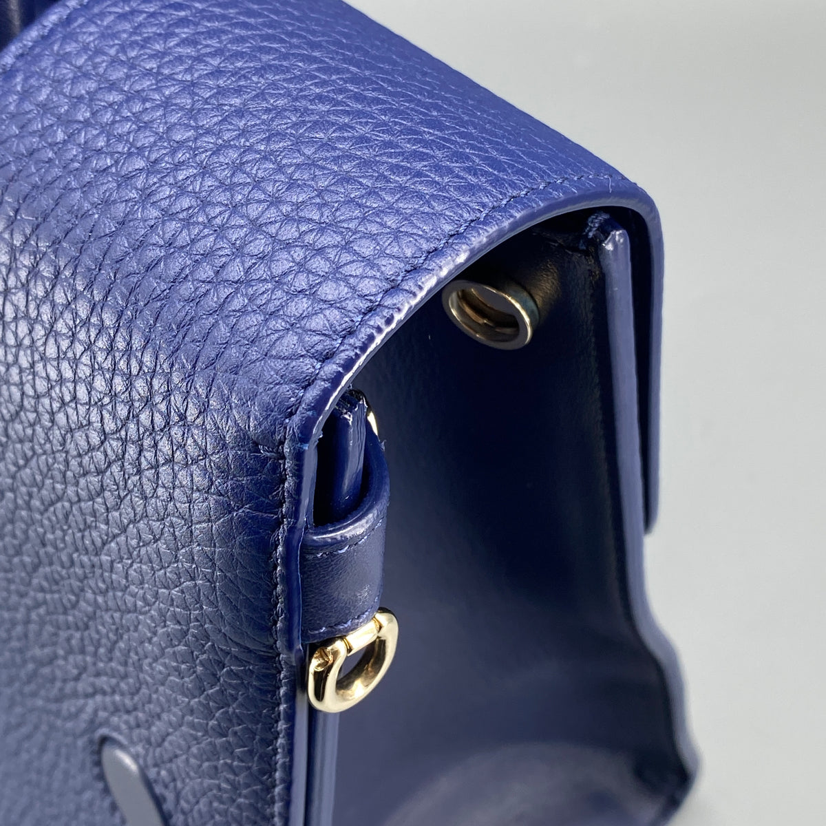 Christian Dior Diorever Navy Leather Top Handle Bag