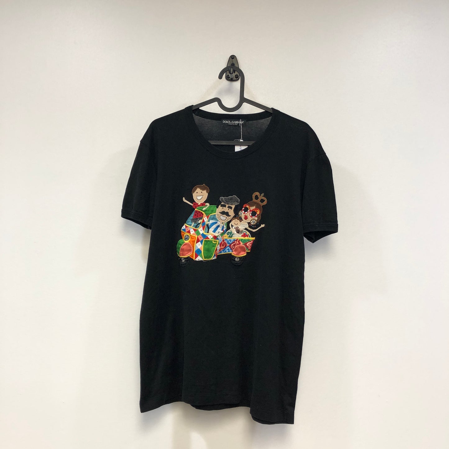 Dolce & Gabbana Black Cartoon Family Print Short Sleeve T-Shirt Size 44