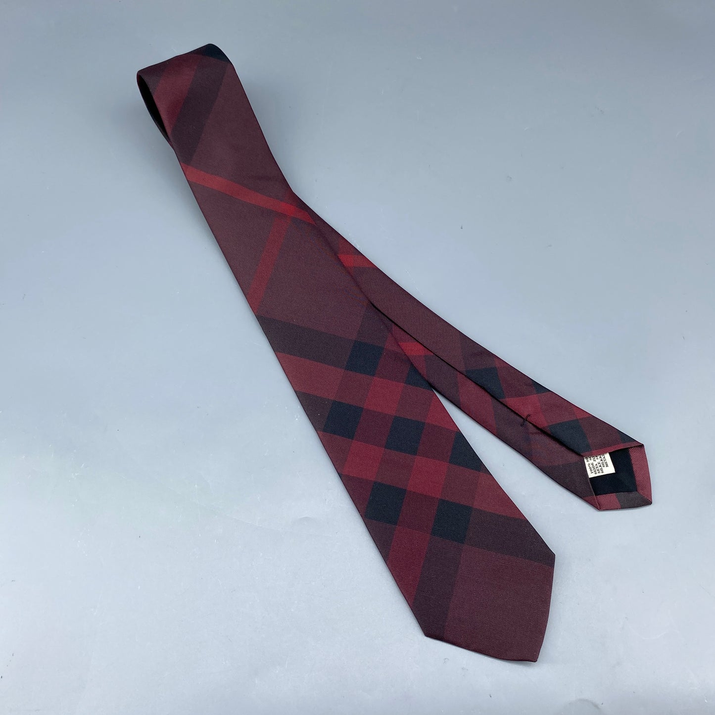 Burberry Red & Black Check Silk Tie