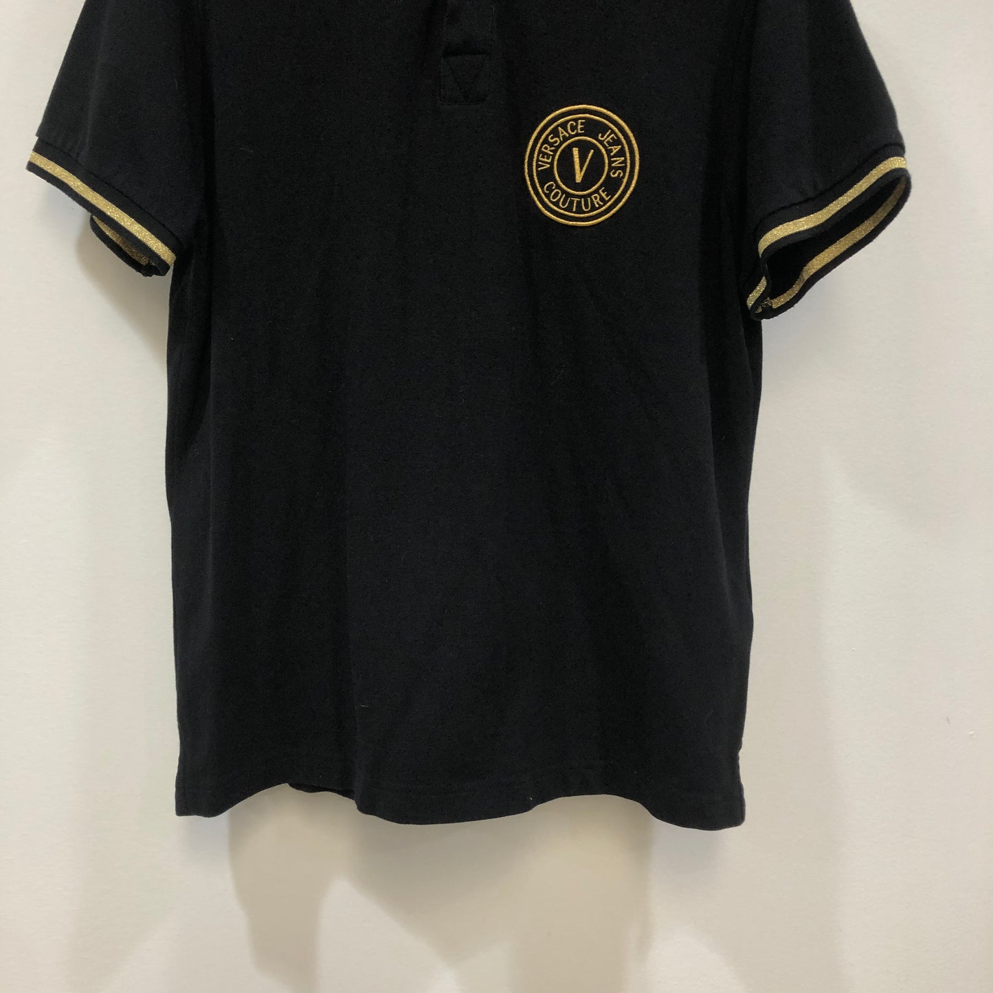 Versace Jeans Couture Logo Polo Shirt Size L Black