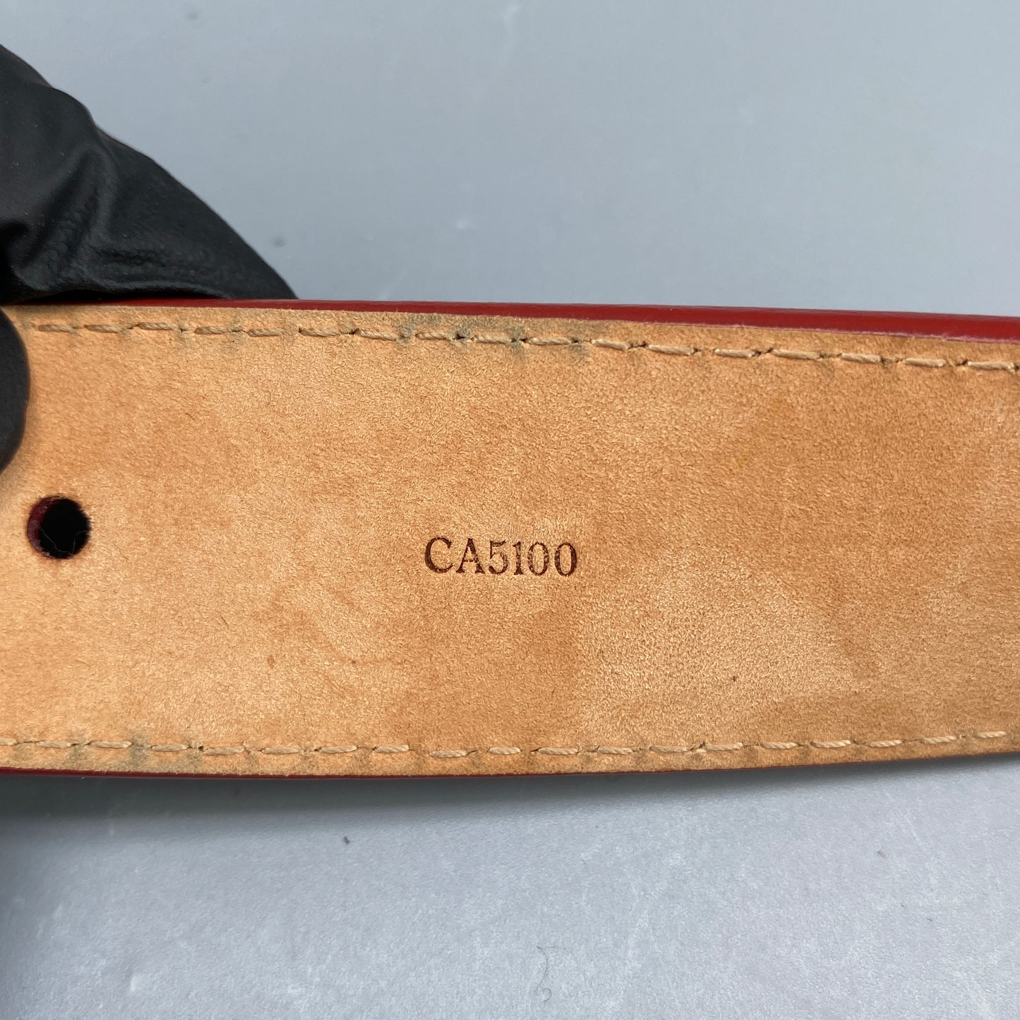 Louis Vuitton Epi Red Leather LV Buckle Belt Size 80cm