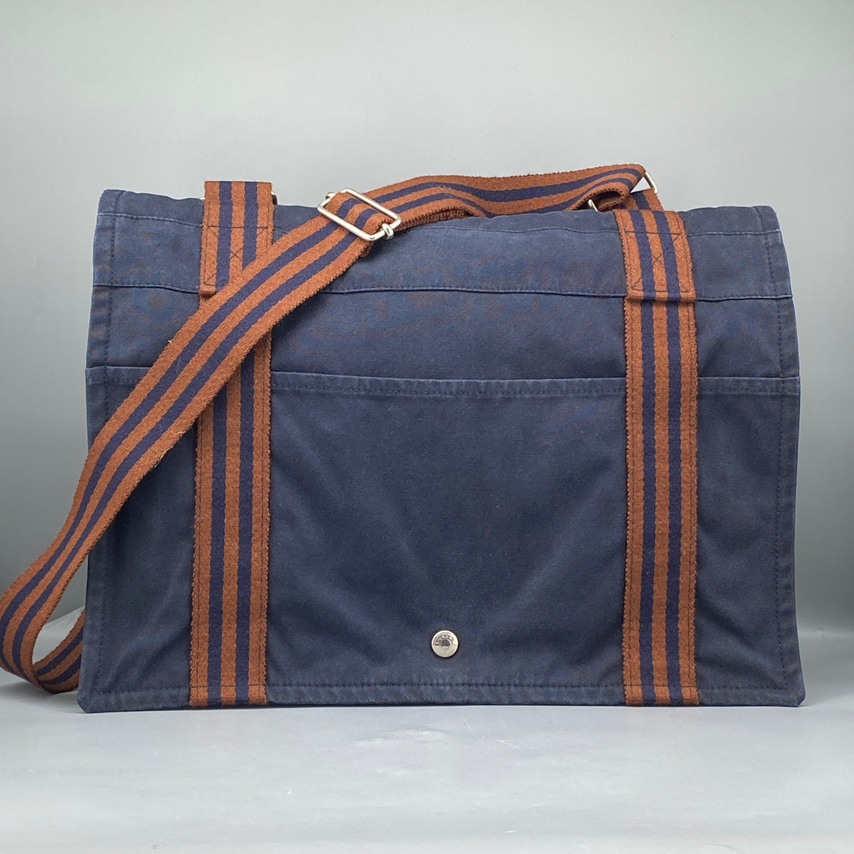 Hermes Fourre Besace Tote Bag Navy Canvas