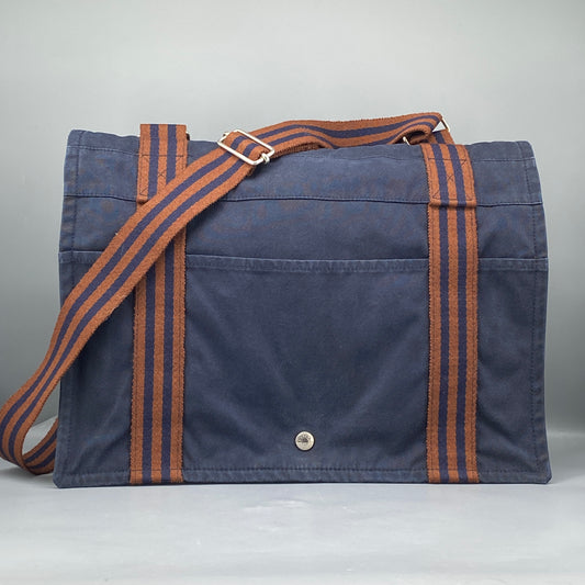 Hermes Fourre Besace Tote Bag Navy Canvas