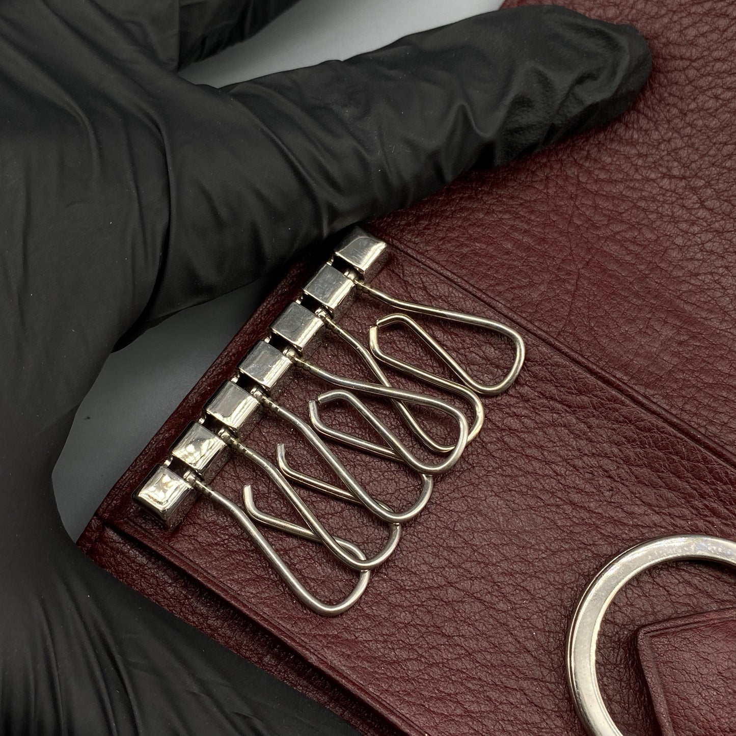Cartier Dark Red Grain Leather Key Case