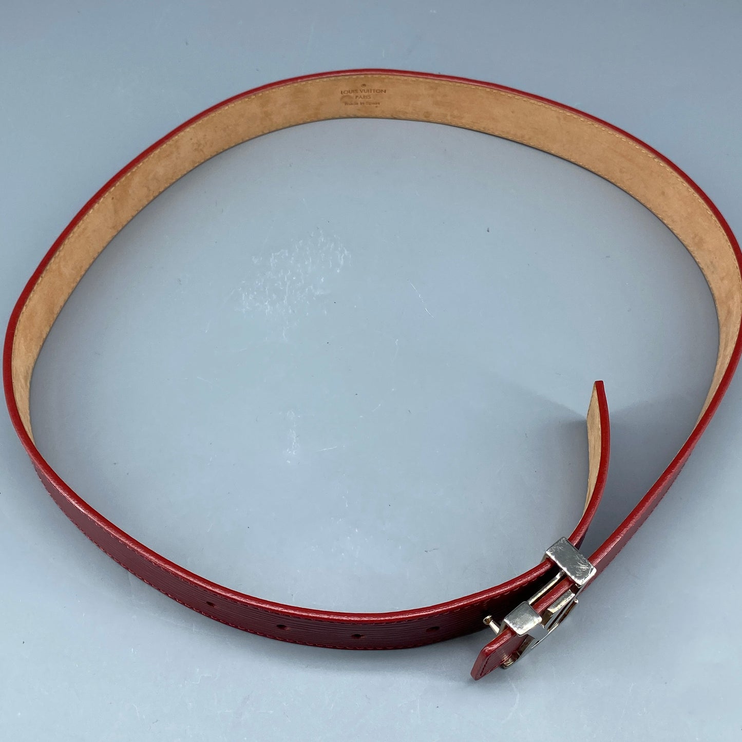 Louis Vuitton Epi Red Leather LV Buckle Belt Size 80cm