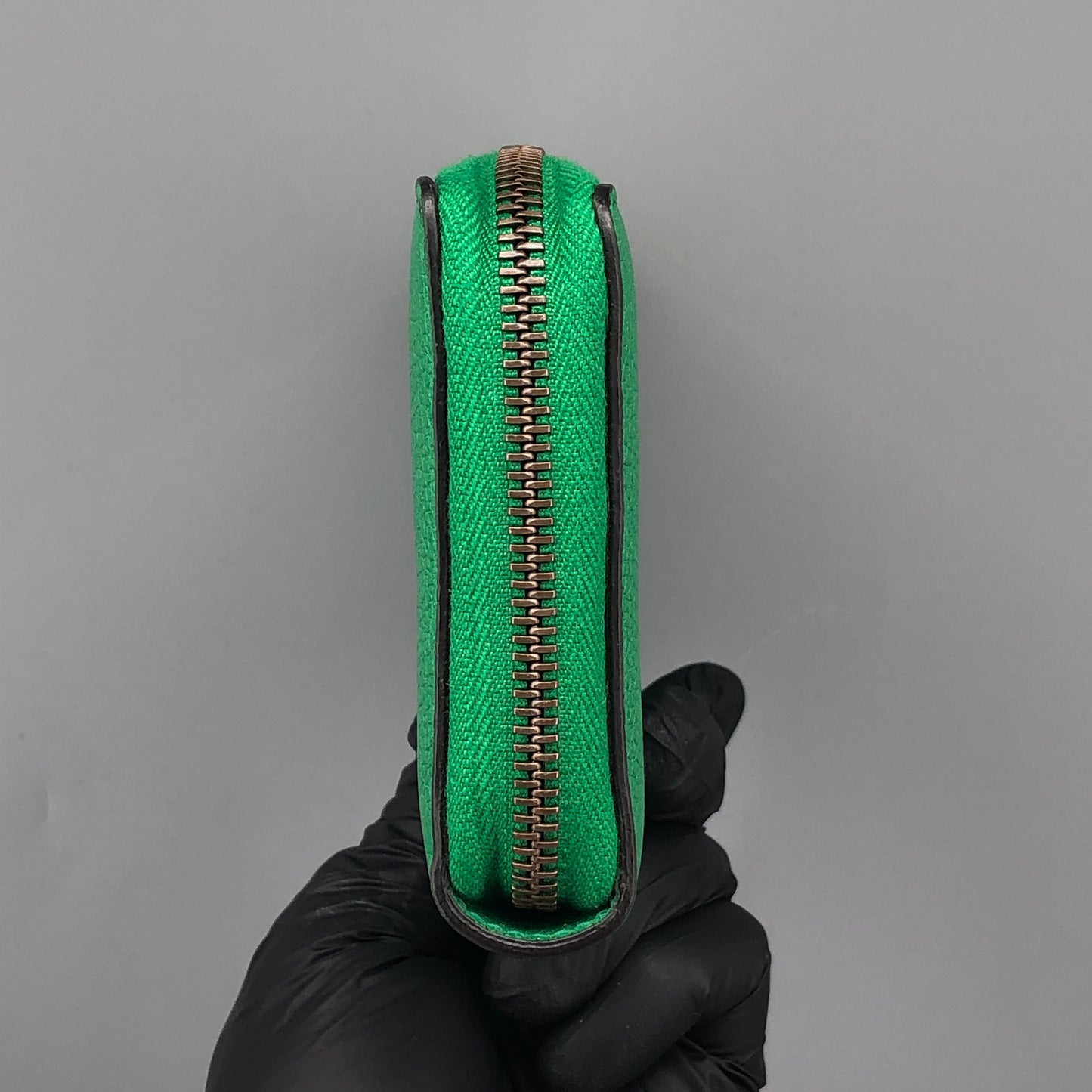 Gucci Green Grain Leather Full Zip Around Long Wallet